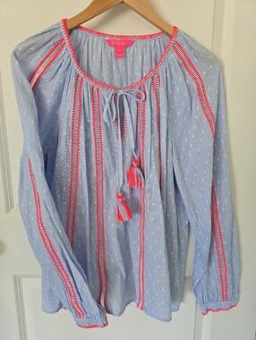 EUC Lilly Pulitzer Mardi Long Sleeve Peasant Blouse – Size XL